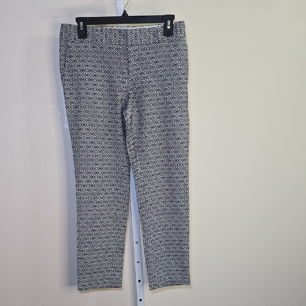 Banana Republic Geometric Black and‎ White Hampton Pants Sz 2